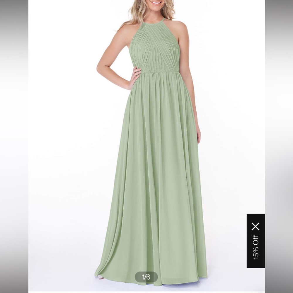 Azazie High Neck Sage Green Bridesmaid Dress